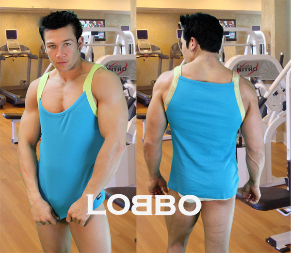 Mens Sexy Square Cut Contrast Tank Top -Closeout-LOBBO-ABC Underwear