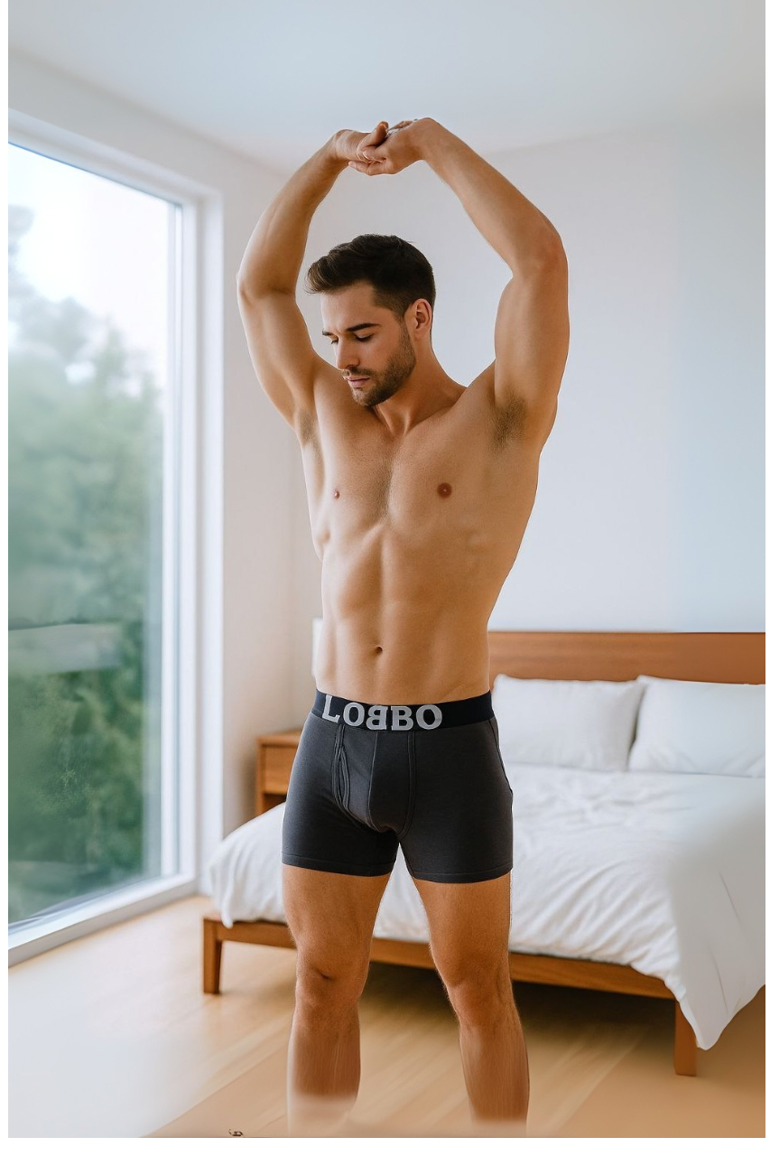 LOBBOMen’s Sport Mesh Boxer Briefs with Fly – Breathable Performance Underwear 2 Pack