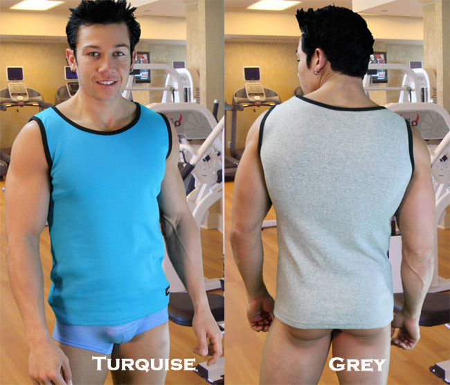 Ribbed Contrast Stylish Mens Tank Top -Closeout-LOBBO-ABC Underwear