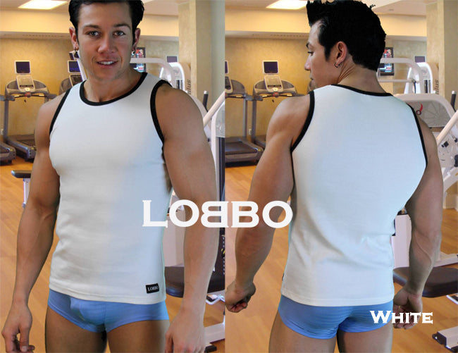 Ribbed Contrast Stylish Mens Tank Top -Closeout-LOBBO-ABC Underwear