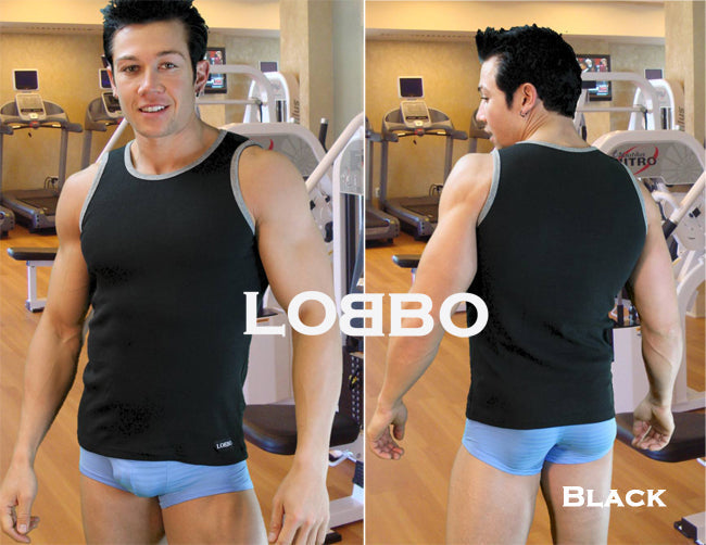 Ribbed Contrast Stylish Mens Tank Top -Closeout-LOBBO-ABC Underwear