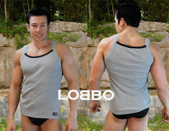 Sexy Contrast Square Mens Tank Top By Lodbo -Closeout-LOBBO-ABC Underwear