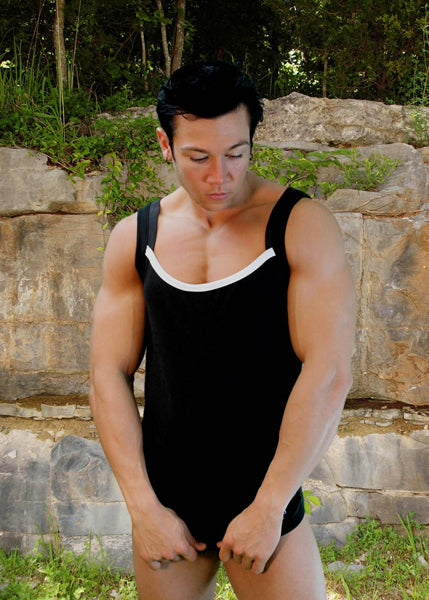 Sexy Contrast Square Mens Tank Top By Lodbo -Closeout-LOBBO-ABC Underwear